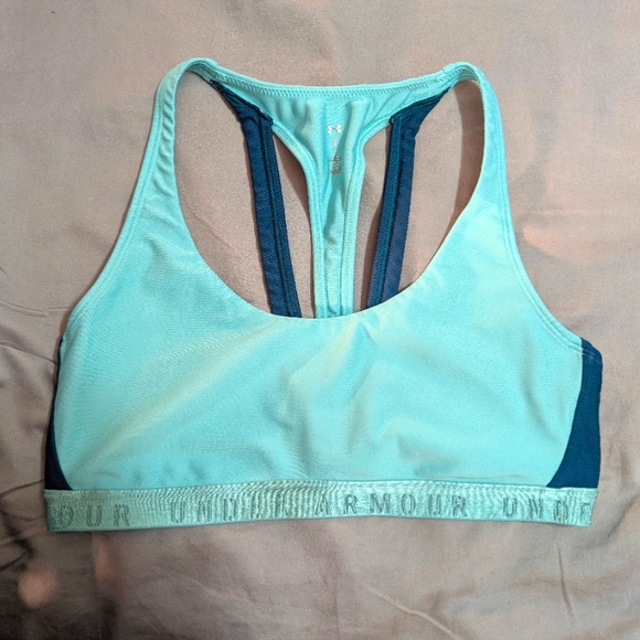 Under Armour Other - Under Armour Teal Heat Gear Cutout T Low Impact Sports Bra Size L